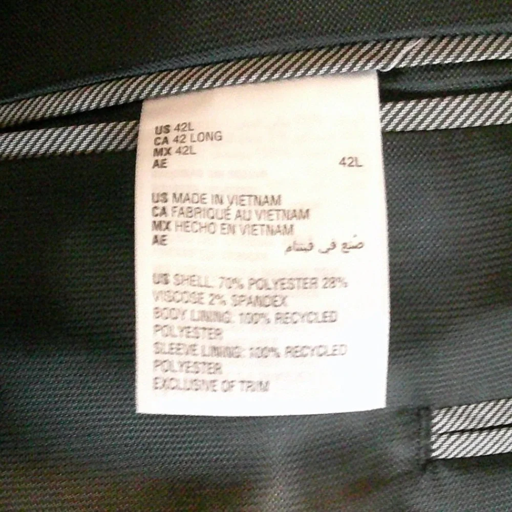Alfani Slim Fit Blazer 42L Black‎ Gray White Plaid Pattern Jacket $360 NWT